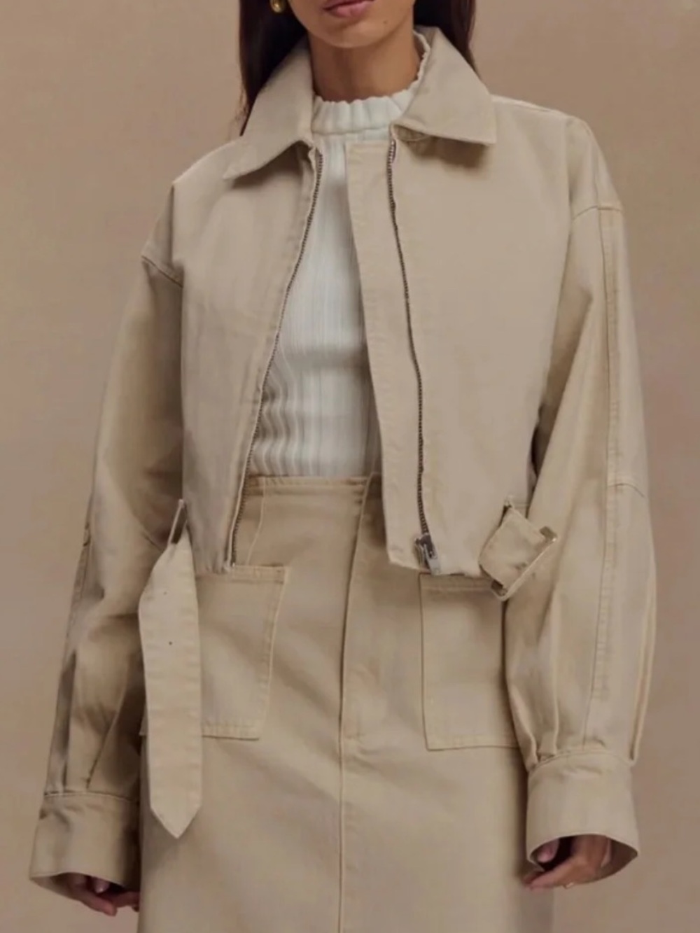 Meshki Fallon Cropped Denim Jacket - Stone Wash